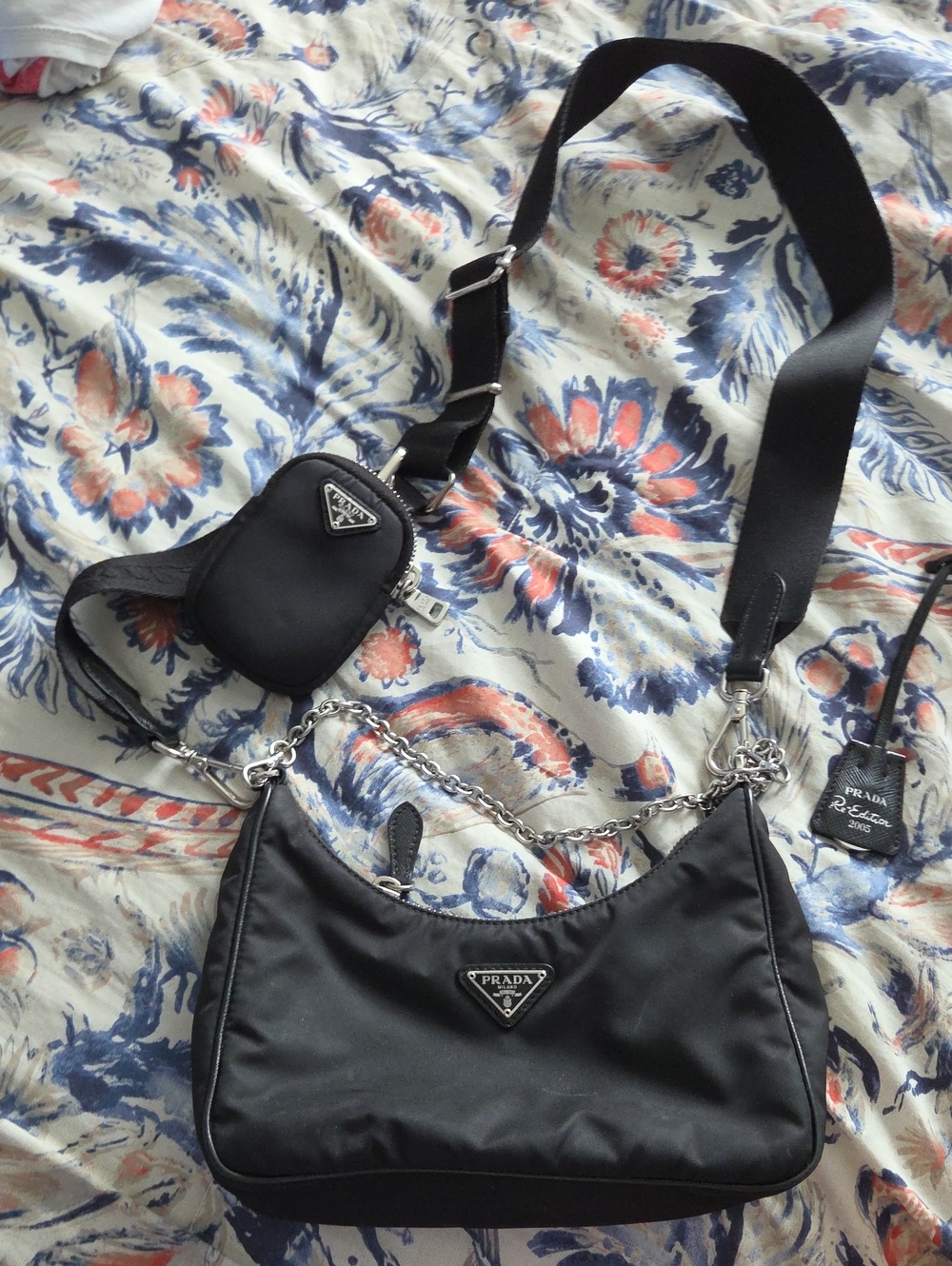 Prada 2005 Reedition Tessuto Shoulder Chain Nylon Bag